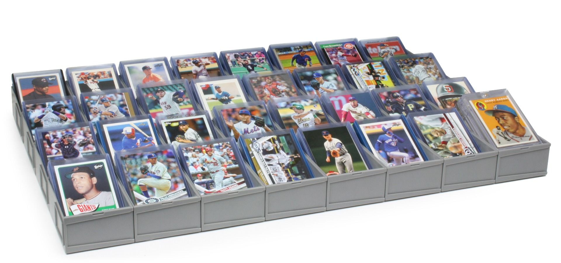Modular Sorting Tray with Baseball cards