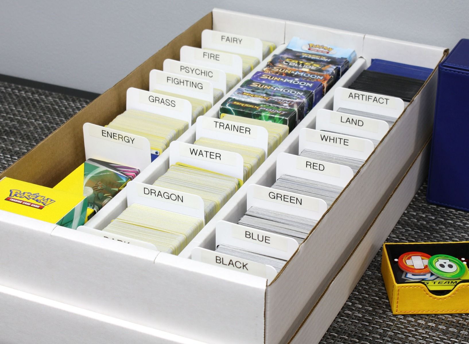 Tall Trading Card Dividers in a box separating cards